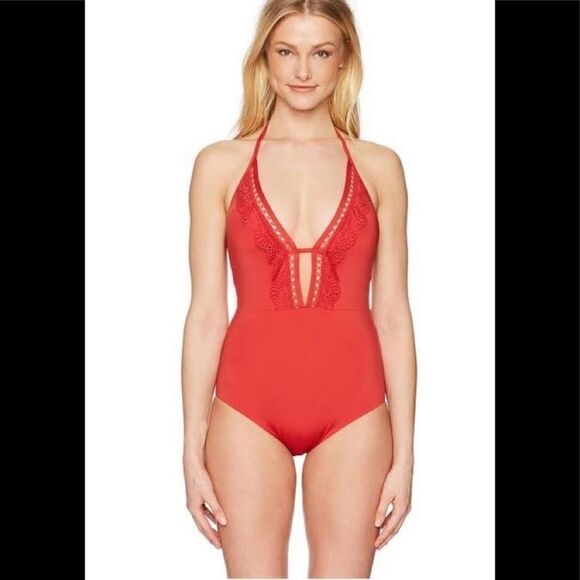 LAUNDRY red lace swimsuit. NWT - Picture 6 of 8